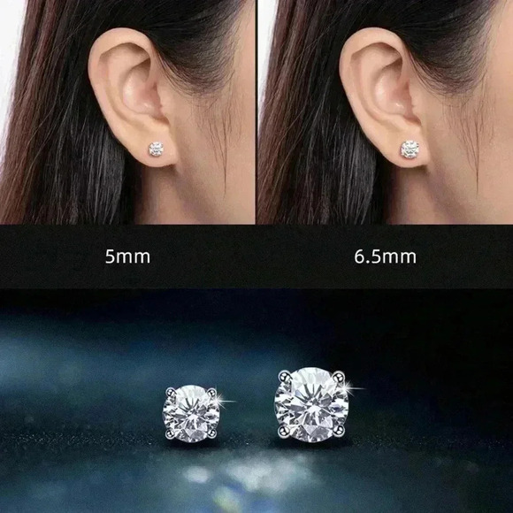 MOISSANITE CERTIFIED 2 ctw Stud Earrings - Picture 4 of 8